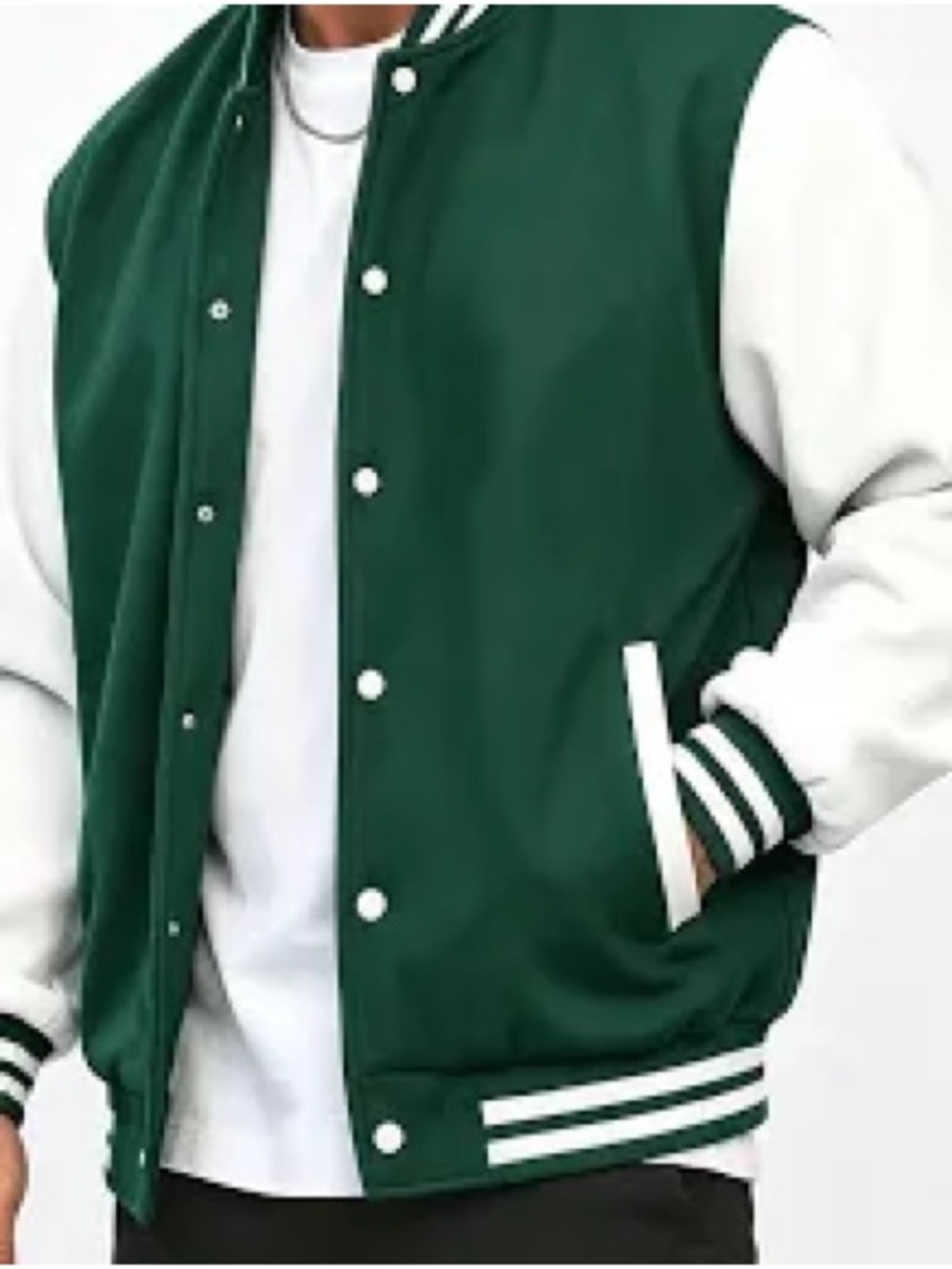Green and White Varsity Jacket - Classic Men's Bomber